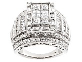 Cubic Zirconia Rhodium Over Sterling Silver Ring 6.74ctw (4.60ctw DEW)