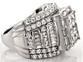 Cubic Zirconia Rhodium Over Sterling Silver Ring 6.74ctw (4.60ctw DEW)