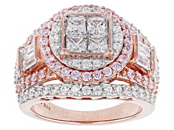 Picture of Cubic Zirconia 18k Rose Gold Over Silver Ring 4.91ctw (2.71ctw DEW)
