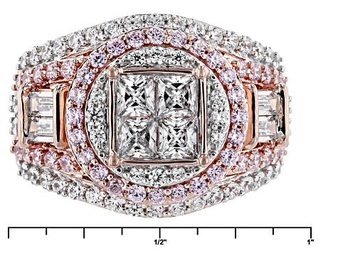 Cubic Zirconia 18k Rose Gold Over Silver Ring 4.91ctw (2.71ctw DEW)