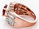 Lab Created Ruby And White Cubic Zirconia 18k Rose Gold Over Silver Ring 4.66ctw