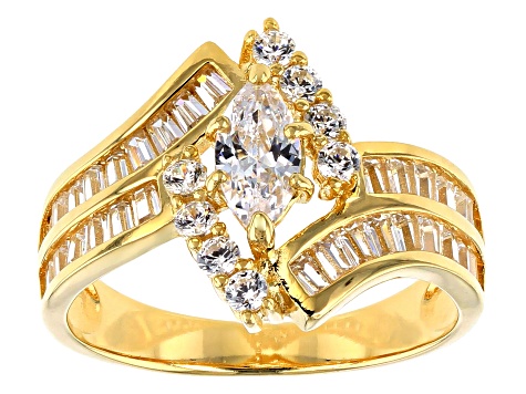 White Cubic Zirconia 18k Yellow Gold Over Silver Ring 2.38ctw