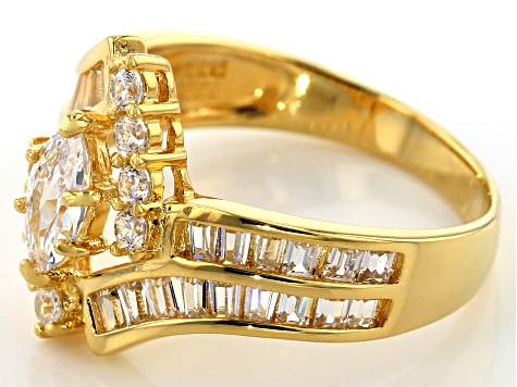 White Cubic Zirconia 18k Yellow Gold Over Silver Ring 2.38ctw