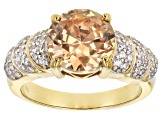 Brown And White Cubic Zirconia 18k Yellow Gold Over Silver Ring 2.57ctw (2.26ctw DEW)