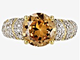 Brown And White Cubic Zirconia 18k Yellow Gold Over Silver Ring 2.57ctw (2.26ctw DEW)