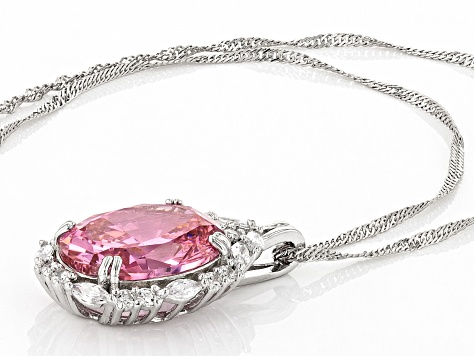 Belle ˖⋆　1002 Pink and White Cubic Zirconia Rhodium Over Sterling Silver