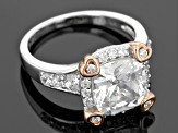 Cubic Zirconia Rhodium Over Silver And 18k Rose Gold Over Silver Ring 6.56ctw (3.36ctw DEW)