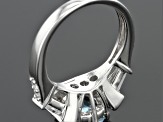 Blue And White Cubic Zirconia Rhodium Over Sterling Silver Ring 2.60ctw (2.34ctw DEW)