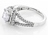 Cubic Zirconia Rhodium Over Sterling Silver Ring 2.36ctw (1.58ctw DEW)