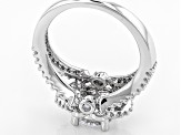 Cubic Zirconia Rhodium Over Sterling Silver Ring 2.36ctw (1.58ctw DEW)