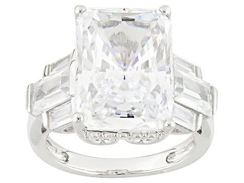Cubic Zirconia Rhodium Over Sterling Silver Ring 17.02ctw (9.82ctw DEW)