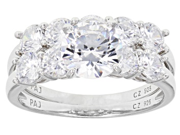 Picture of Cubic Zirconia Rhodium Over Sterling Silver Ring With Band 6.22ctw (3.92ctw DEW)