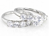 Cubic Zirconia Rhodium Over Sterling Silver Ring With Band 6.22ctw (3.92ctw DEW)