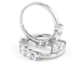 Cubic Zirconia Rhodium Over Sterling Silver Ring With Band 6.22ctw (3.92ctw DEW)