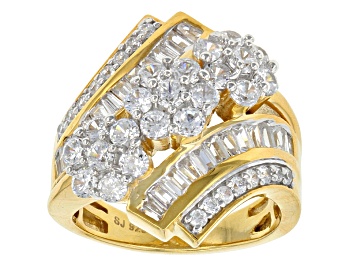 White Cubic Zirconia 18k Yellow Gold Over Sterling Silver Ring Set 10.20ctw