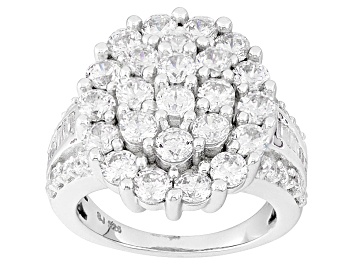 Picture of Cubic Zirconia Rhodium Over Sterling Silver Ring 7.28ctw (3.32ctw DEW)