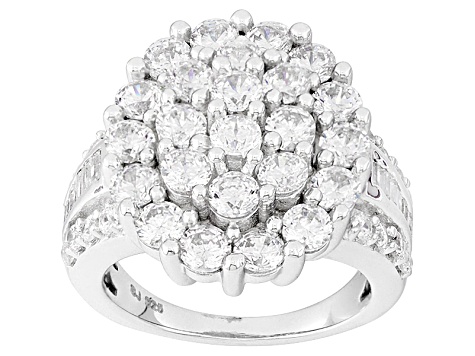 Cubic Zirconia Rhodium Over Sterling Silver Ring 7.28ctw (3.32ctw DEW ...