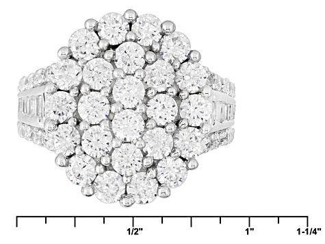 Cubic Zirconia Rhodium Over Sterling Silver Ring 7.28ctw (3.32ctw DEW)