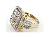 Cubic Zirconia 18k Yellow Gold Over Silver Ring 5.90ctw (3.06ctw DEW)