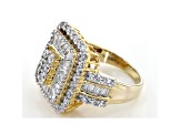 Cubic Zirconia 18k Yellow Gold Over Silver Ring 5.90ctw (3.06ctw DEW)