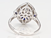 Blue Lab Created Spinel And White Cubic Zirconia Rhodium Over Sterling Silver Ring 1.62ctw