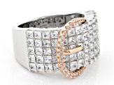White Cubic Zirconia Rhodium Over Silver And 18k Rose Gold Over Sterling Silver Ring 5.16ctw