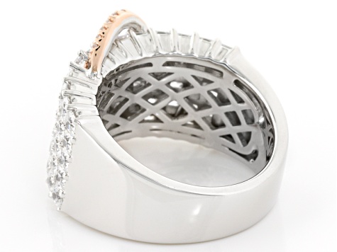 White Cubic Zirconia Rhodium Over Silver And 18k Rose Gold Over Sterling Silver Ring 5.16ctw