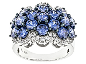 Blue And White Cubic Zirconia Silver Ring 8.20ctw