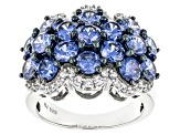 Blue And White Cubic Zirconia Silver Ring 8.20ctw