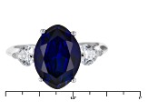 Blue Lab Created Sapphire And White Cubic Zirconia Rhodium Over Silver Heart Ring 5.49ctw