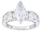 White Cubic Zirconia Rhodium Over Sterling Silver Ring 3.89ctw