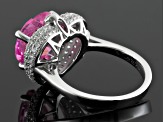 Pink And White Cubic Zirconia Rhodium Over Sterling Silver Heart Ring 11.89ctw