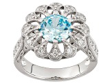 Blue And White Cubic Zirconia Silver Ring 3.61ctw (2.43ctw DEW)