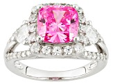 Pink And White Cubic Zirconia Rhodium Over Sterling Silver Ring 5.78ctw (3.56ctw DEW)