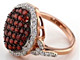 Red And White Cubic Zirconia 18k Rose Gold Over Silver Ring 3.74ctw (1.47ctw DEW)