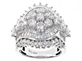Cubic Zirconia Rhodium Over Sterling Silver Ring 6.77ctw (4.71ctw DEW)