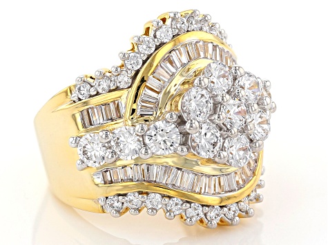 White Cubic Zirconia 18k Yellow Gold Over Silver 6.77ctw (4.71ctw DEW ...