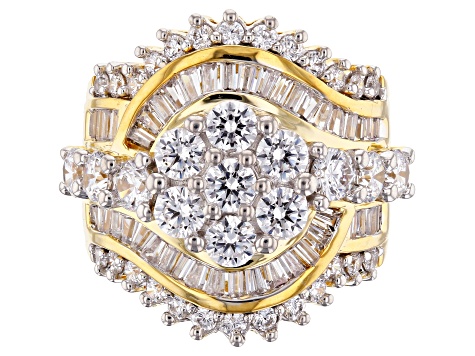 White Cubic Zirconia 18k Yellow Gold Over Silver 6.77ctw (4.71ctw DEW)