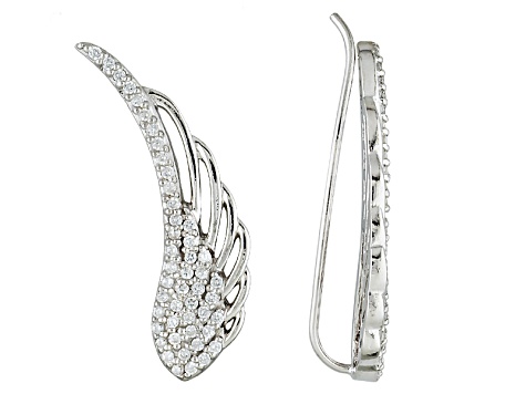 White Cubic Zirconia Rhodium Over Sterling Silver Angel Wing White Cubic Zirconia Rhodium Over Sterling Silver Angel Wing Earrings 65ctw