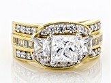 Cubic Zirconia 18k Yellow Gold Over Silver Ring 4.70ctw (2.89ctw DEW)