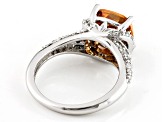 Brown And White Cubic Zirconia Rhodium Over Sterling Silver Ring 6.25ctw (4.04ctw DEW)