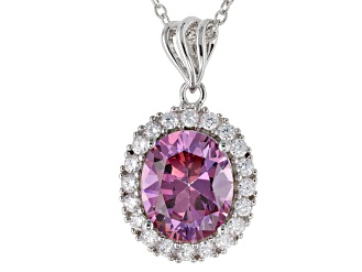 Purple Zirconia & White Cubic Zirconia Rhodium Over Silver Pendant With Chain 9.79ctw