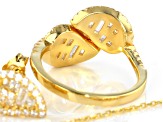 White Cubic Zirconia 18k Yellow Gold Over Sterling Silver Jewelry Set 3.68ctw