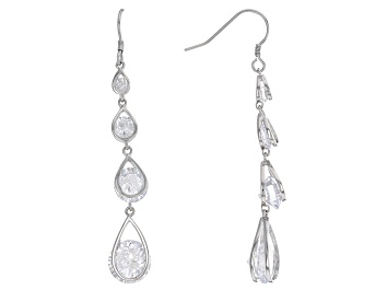 Picture of White Cubic Zirconia Rhodium Over Sterling Silver Earrings 20.20ctw