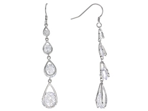 White Cubic Zirconia Rhodium Over Sterling Silver Earrings 20.20ctw