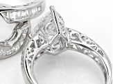 White Cubic Zirconia Rhodium Over Sterling Silver Ring With Guards 7.26ctw