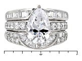 White Cubic Zirconia Rhodium Over Sterling Silver Ring With Guards 7.26ctw
