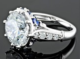 Blue And White Cubic Zirconia Rhodium Over Sterling Silver Ring 14.28ctw