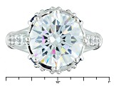 Blue And White Cubic Zirconia Rhodium Over Sterling Silver Ring 14.28ctw