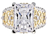 White Cubic Zirconia Rhodium And 18k Yellow Gold Over Sterling Silver Ring 14.82ctw